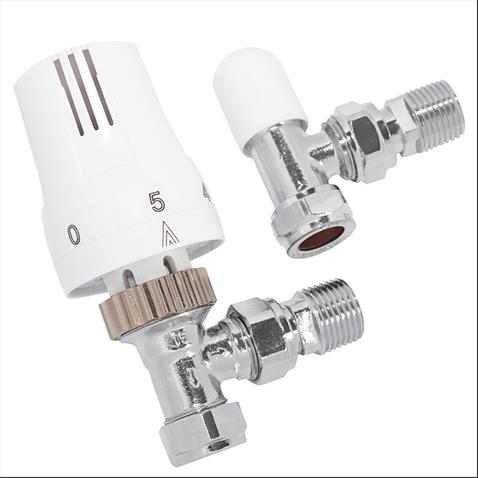 15mm Thermostatic Valve & TRV Head with Lockshield Valve