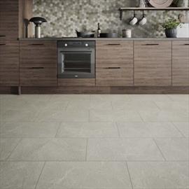 Marble Tile Effect Vinyl Click Flooring In Kitchen