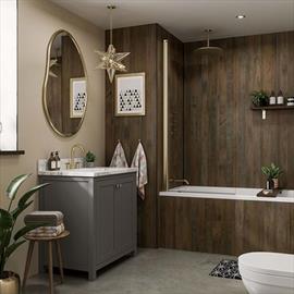 Wood Effect Bathroom Wall Panel Around Bathroom And Behind Bath
