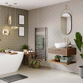 Taupe Grey Multipanel Tile Effect Bathroom Wall Panel