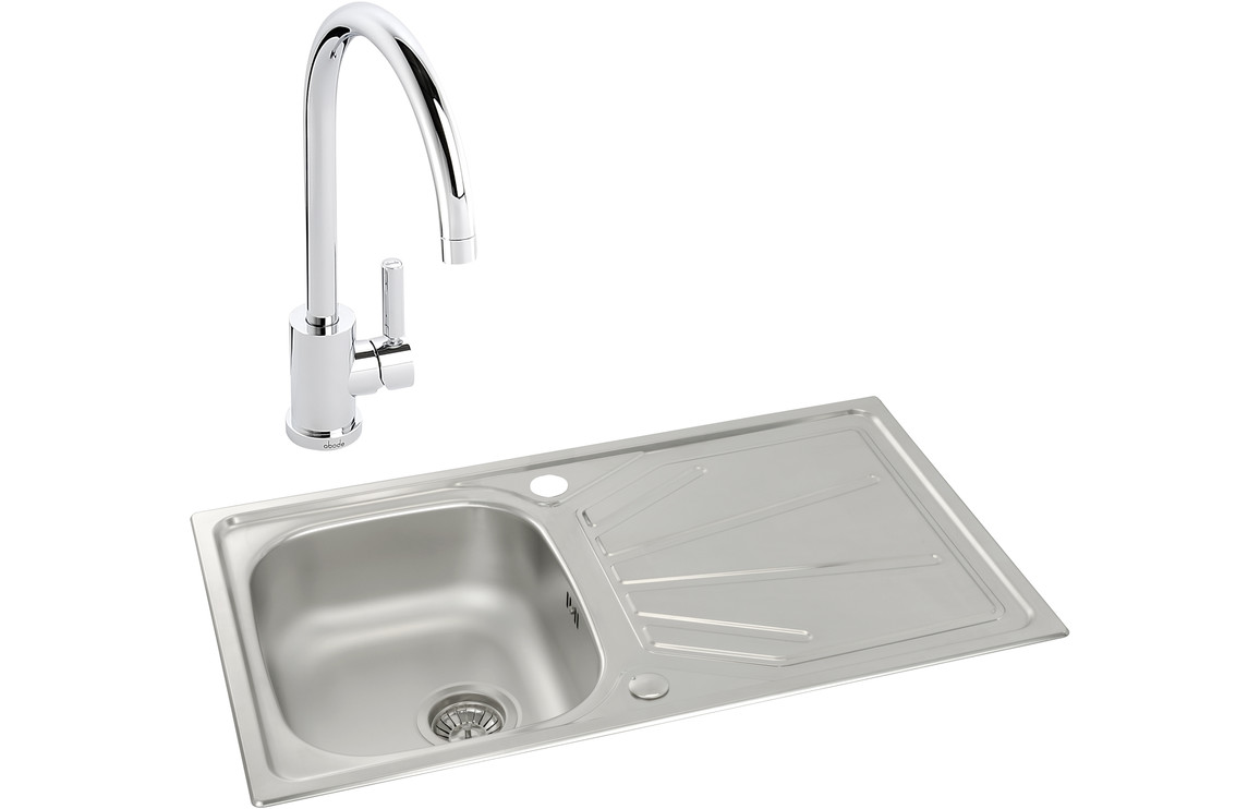 Abode Trydent 1B Inset St/Steel Sink & Atlas Tap Pack