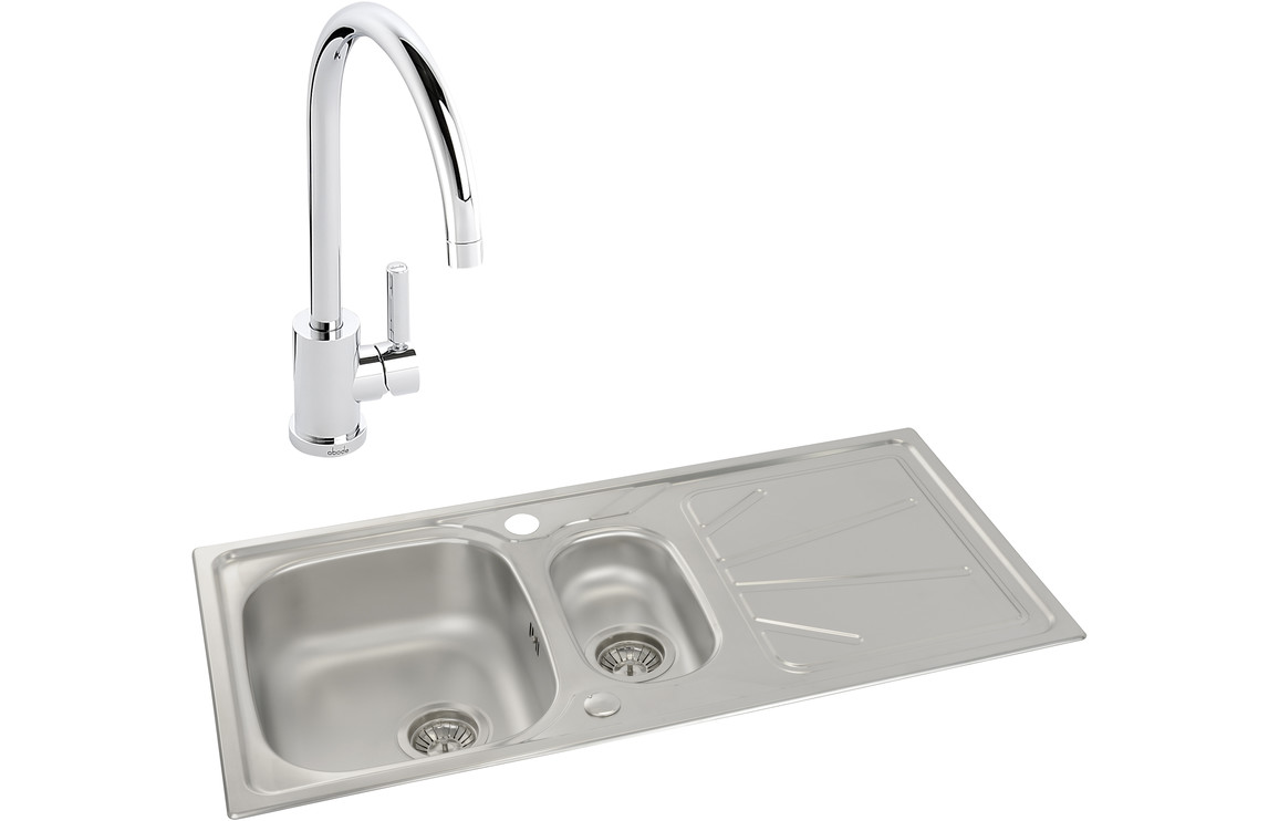 Abode Trydent 1.5B Inset St/Steel Sink & Atlas Tap Pack