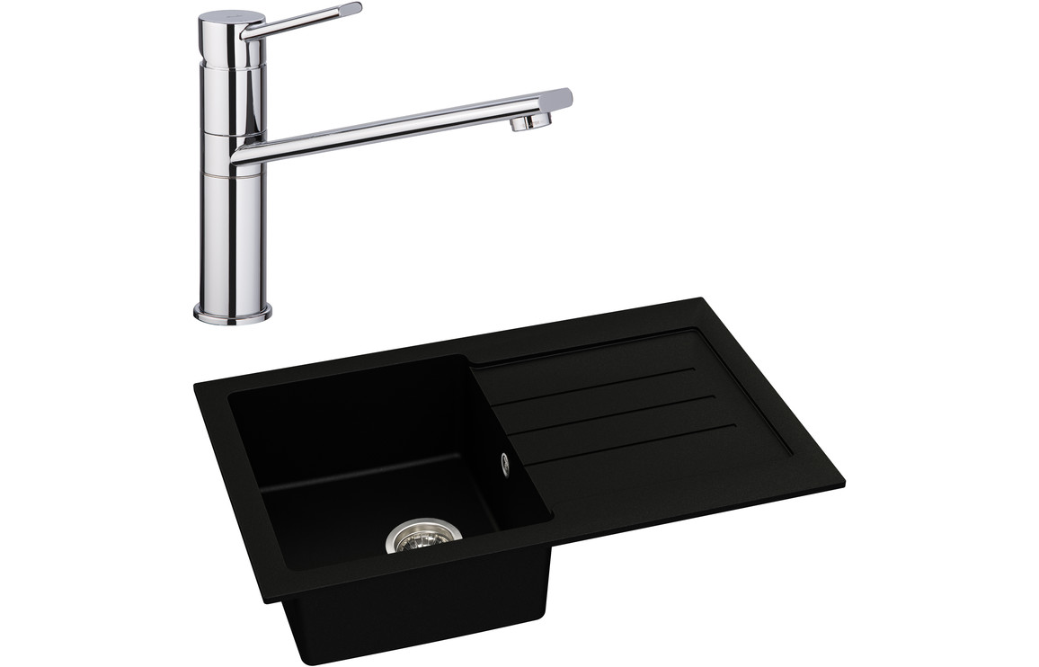 Abode Xcite 1B Inset Black Metallic Sink & Specto Tap Pack