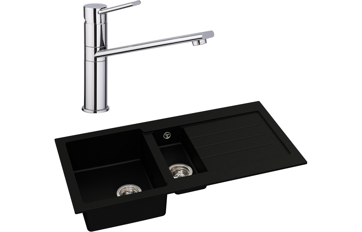 Abode Xcite 1.5B Inset Black Metallic Sink & Specto Tap Pack