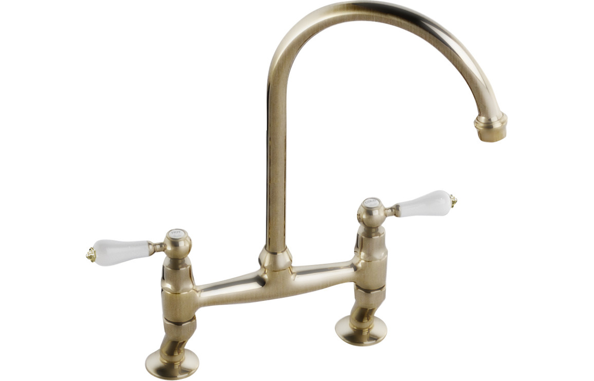 Abode Ludlow Bridge Kitchen Mixer Tap - Antique Brass