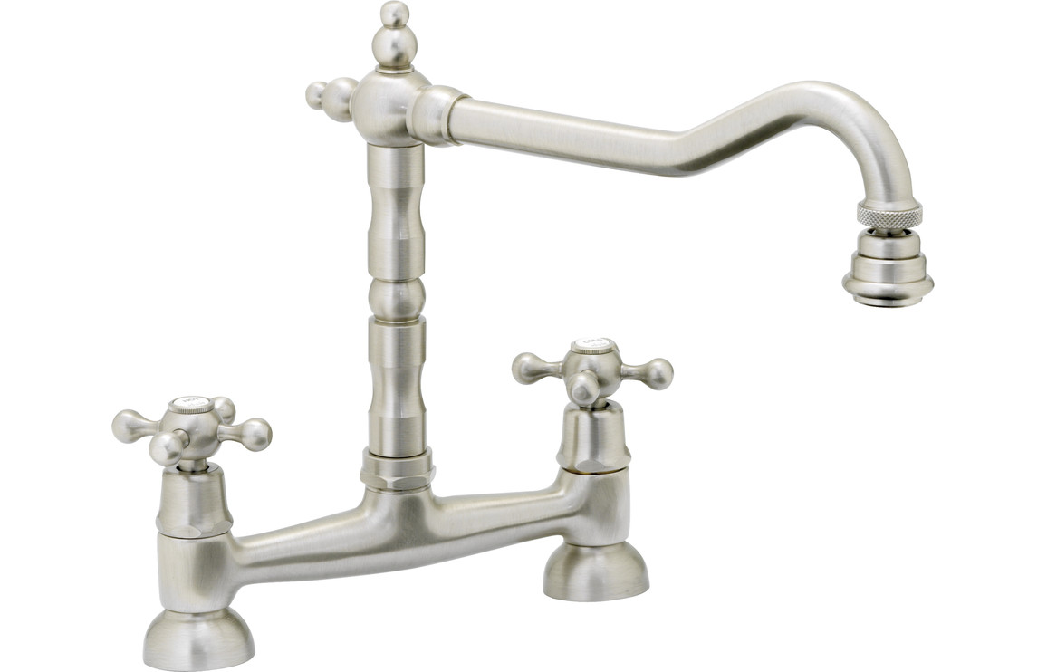 Abode Melford Bridge Kitchen Mixer Tap - Brushed Nickel