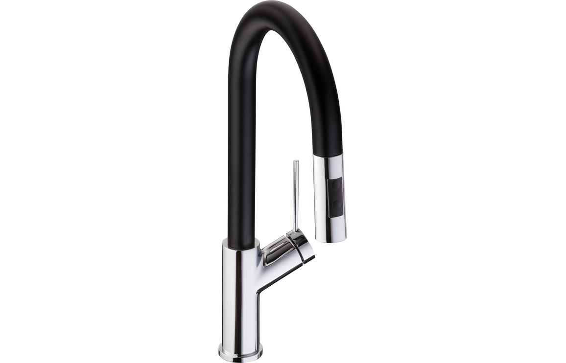 Abode Virtue Nero Kitchen Mixer Tap w/Pull Out - Chrome