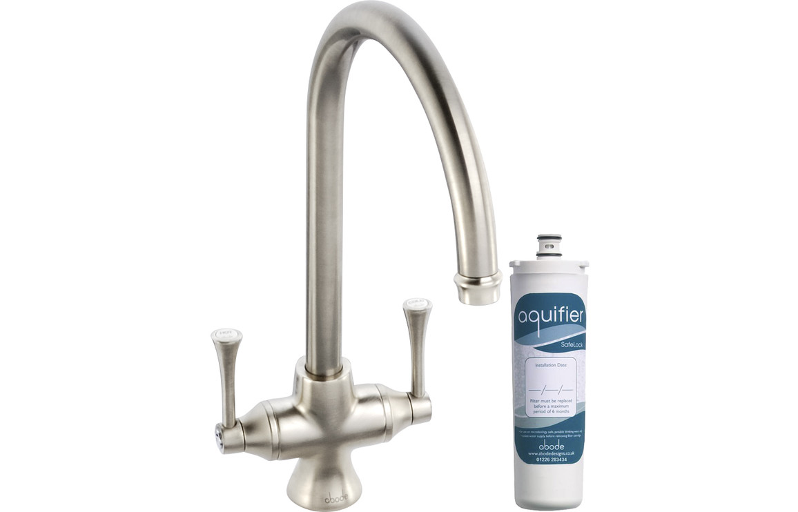 Abode Gosford Monobloc Aquifier Kitchen Mixer Tap - Brushed Nickel