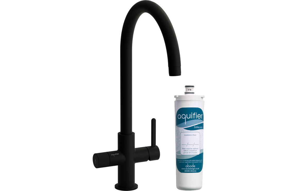 Abode Puria Aquifier Kitchen Mixer Tap - Matt Black