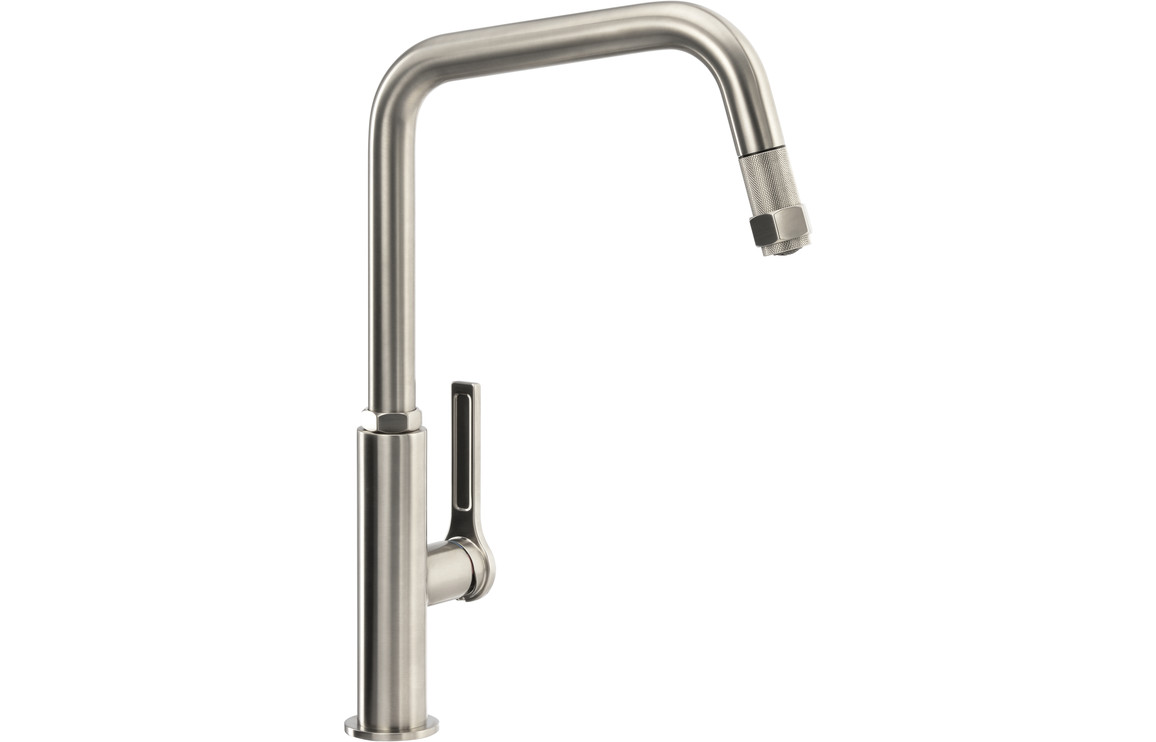 Abode Hex Single Lever Kitchen Mixer Tap w/Pull Out - Brushed Nickel
