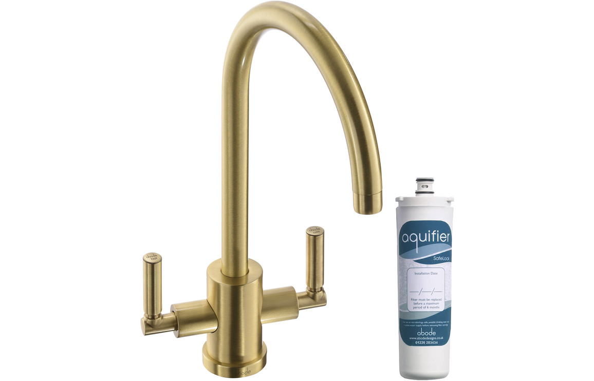 Abode Atlas Monobloc Aquifier Kitchen Mixer Tap - Brushed Brass