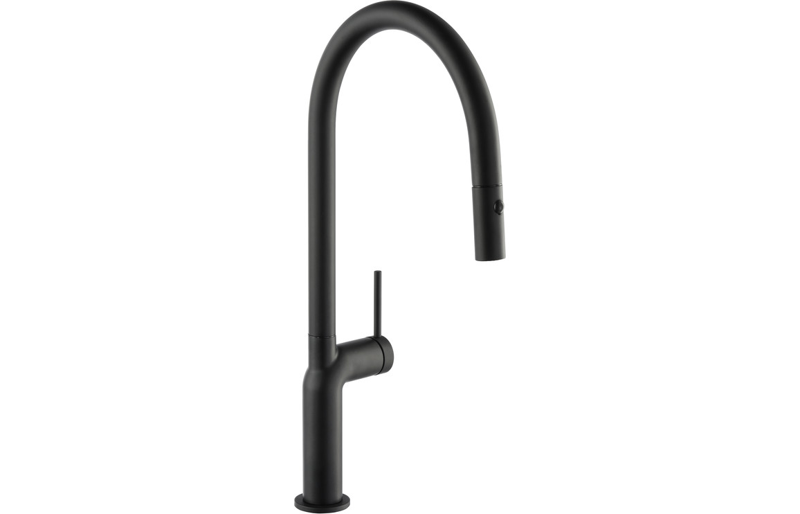 Abode Tubist Single Lever Kitchen Mixer Tap w/Pull Out - Matt Black