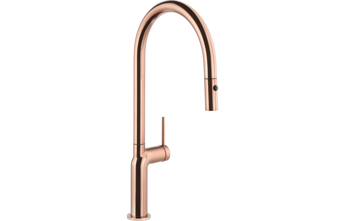 Abode Tubist Single Lever Kitchen Mixer Tap w/Pull Out - Polished Copper