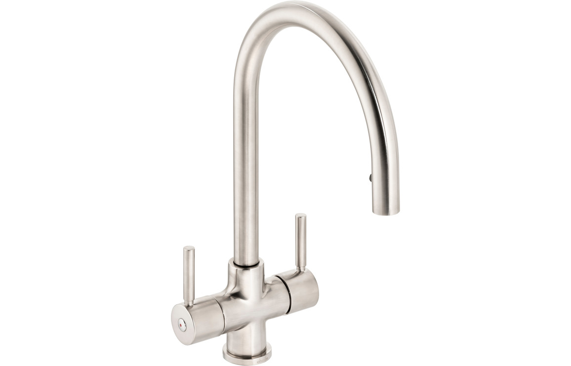Abode Zest Monobloc Pull-Out Kitchen Mixer Tap - Brushed Nickel
