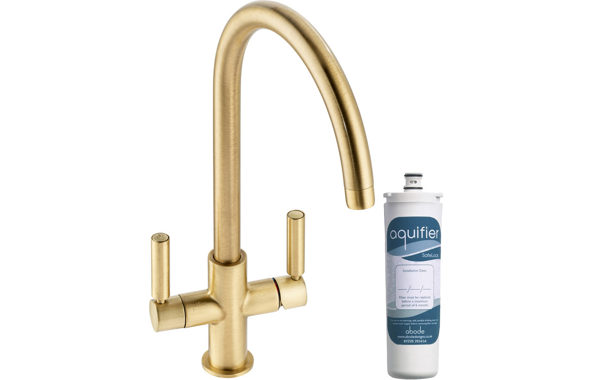 Abode Globe Aquifier Kitchen Mixer Tap - Brushed Brass