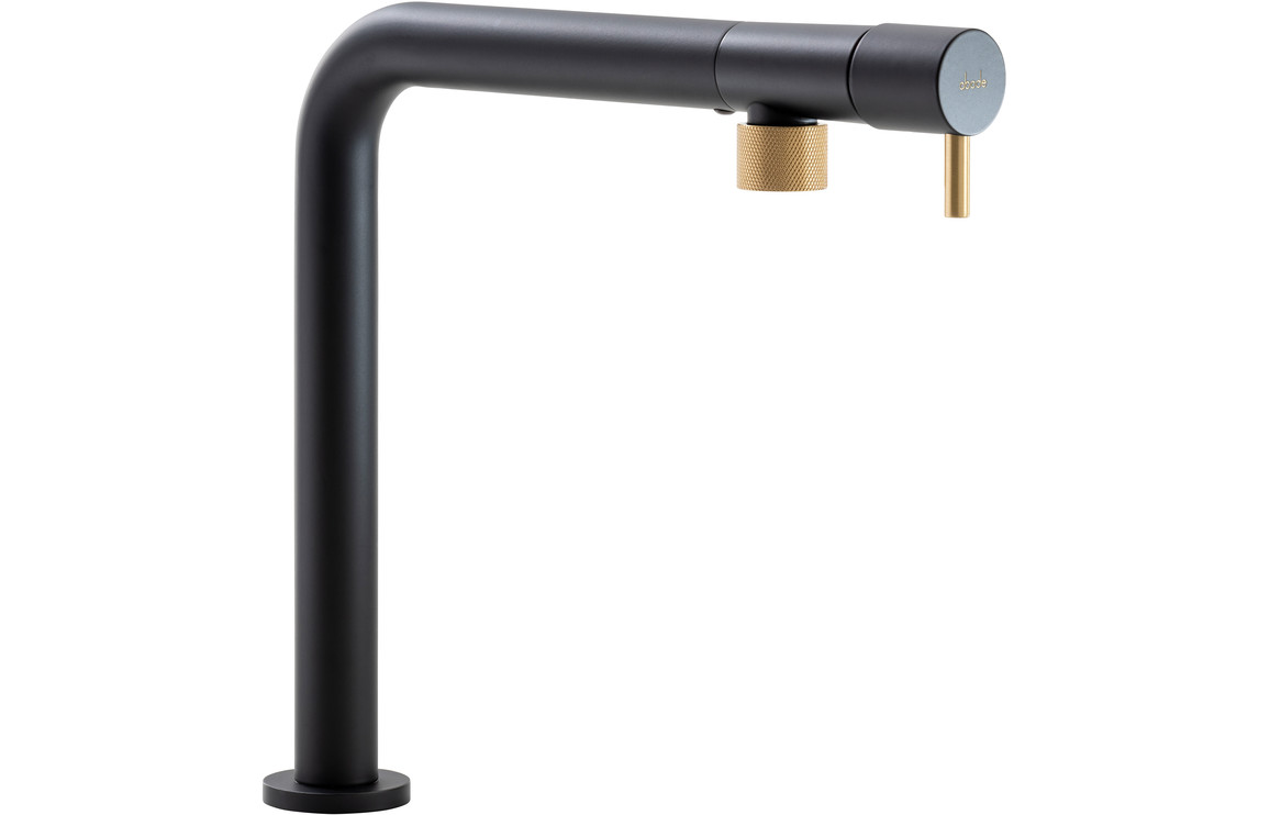 Abode Agilis Single Lever Kitchen Mixer Tap - Black & Brass