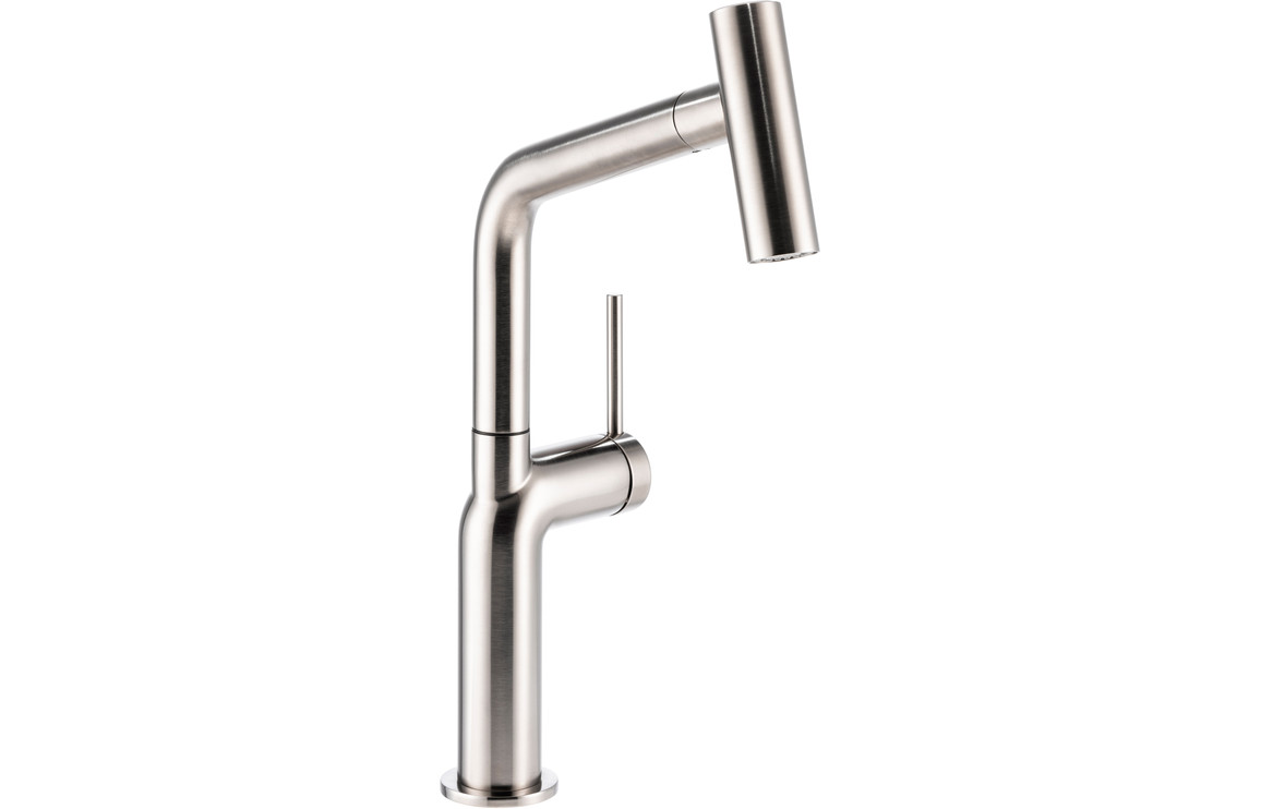Abode Tubist T Single Lever Kitchen Mixer Tap w/Pull Out - Brushed Nickel
