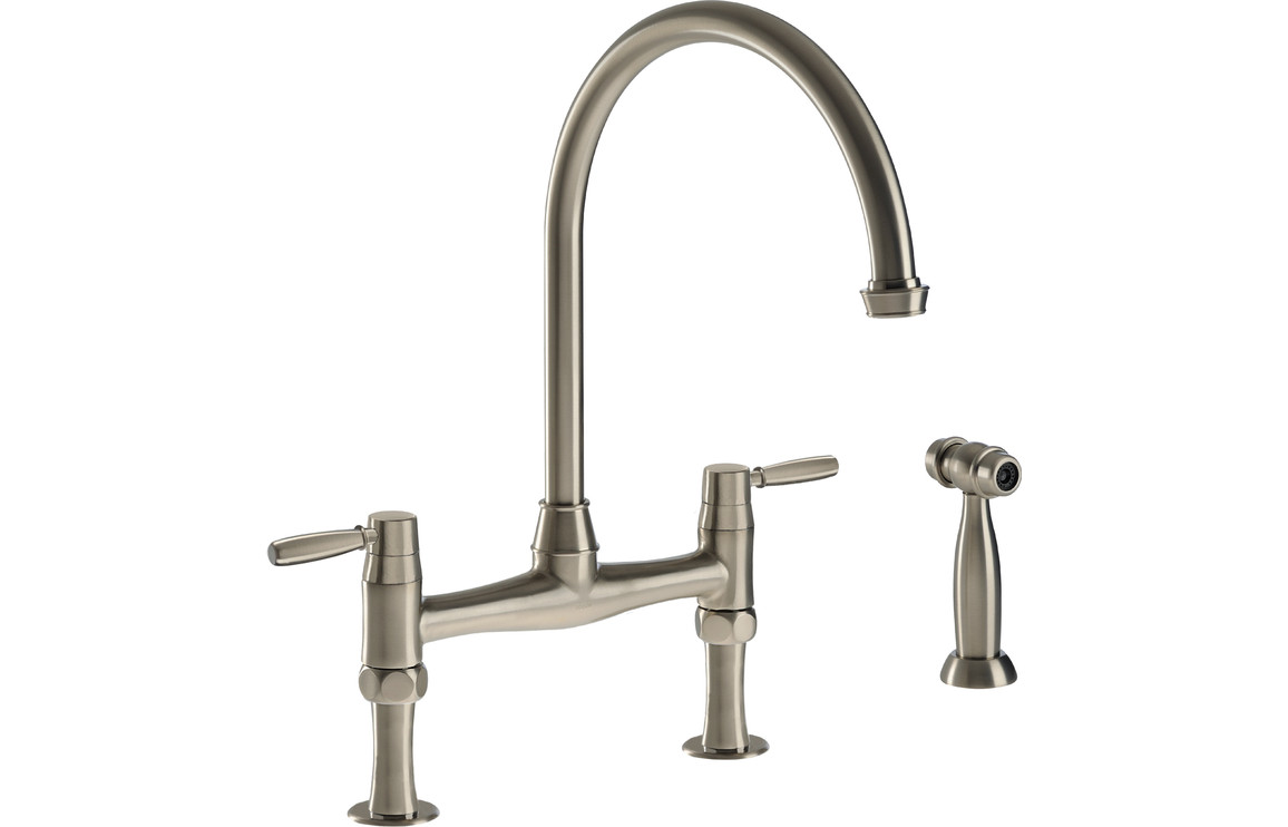 Abode Brompton Bridge Kitchen Mixer Tap w/Handspray - Pewter