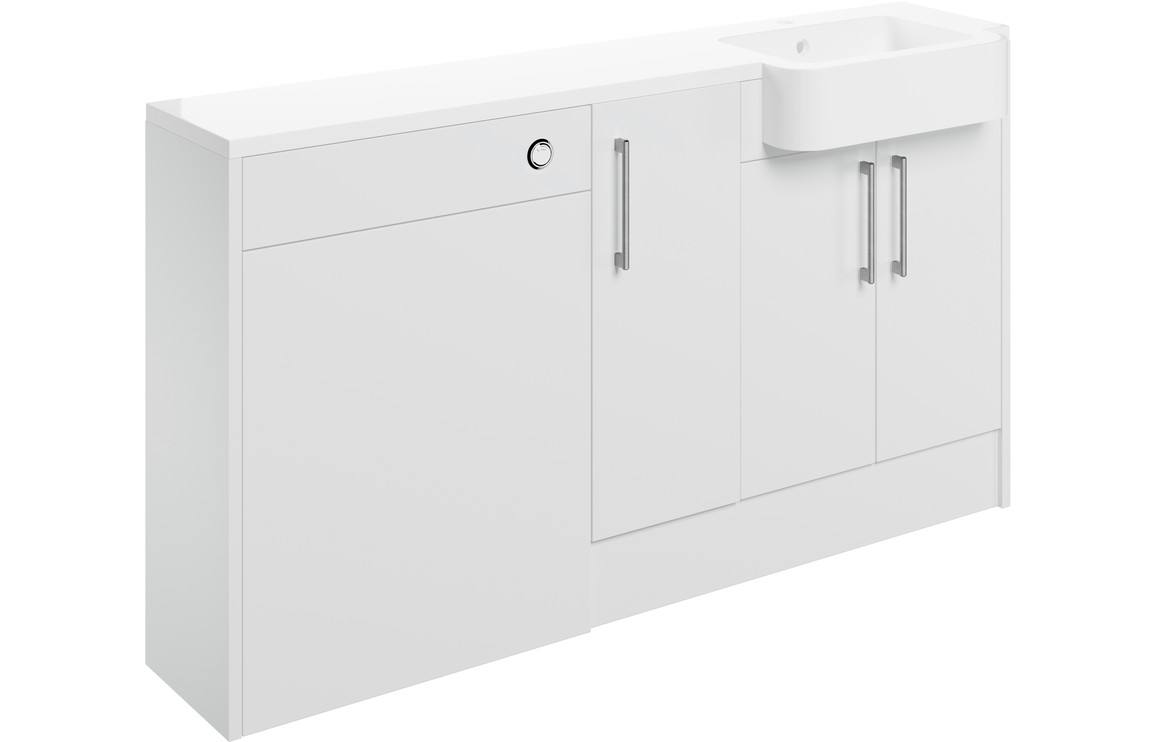 Adela 1542mm Basin  WC & 1 Door Unit Pack (RH) - White Gloss