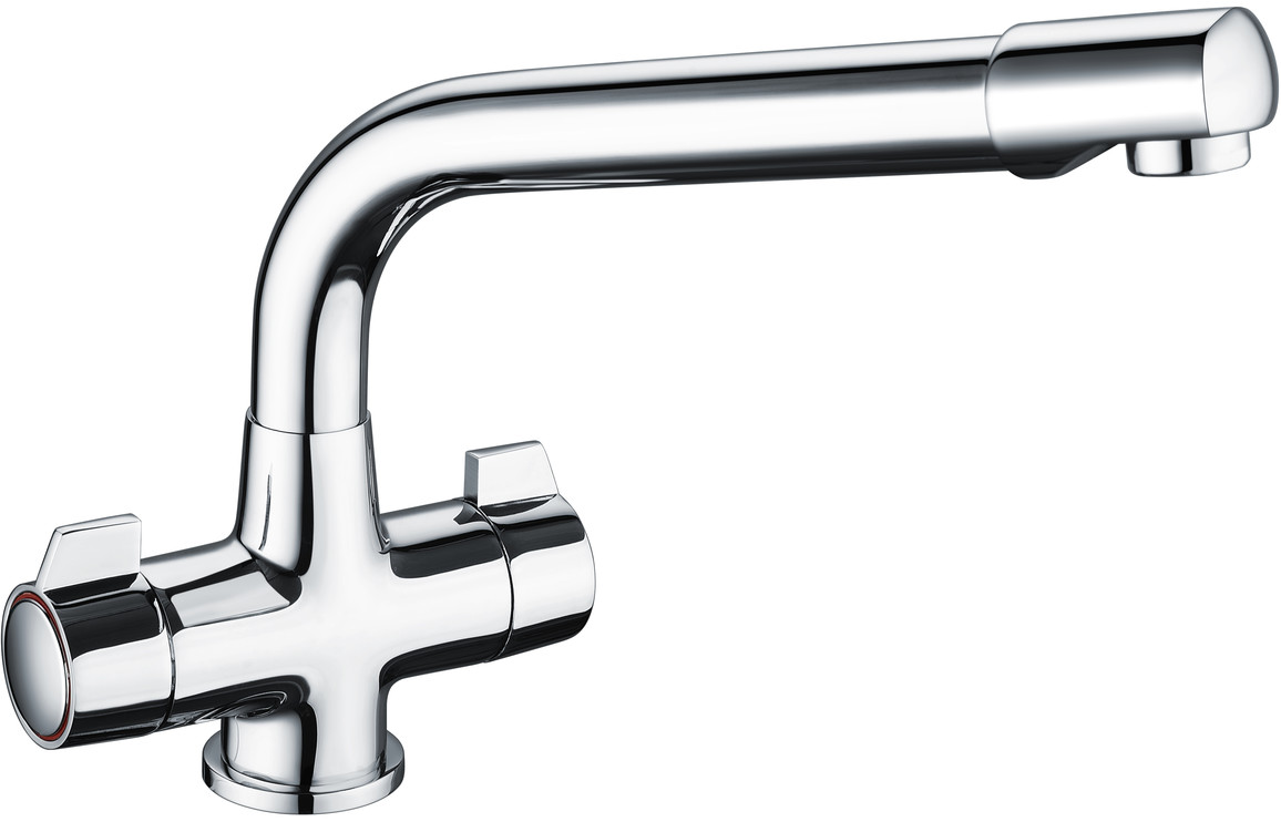 Prima Classic Dual Lever Quarter Turn Kitchen Mixer Tap - Chrome