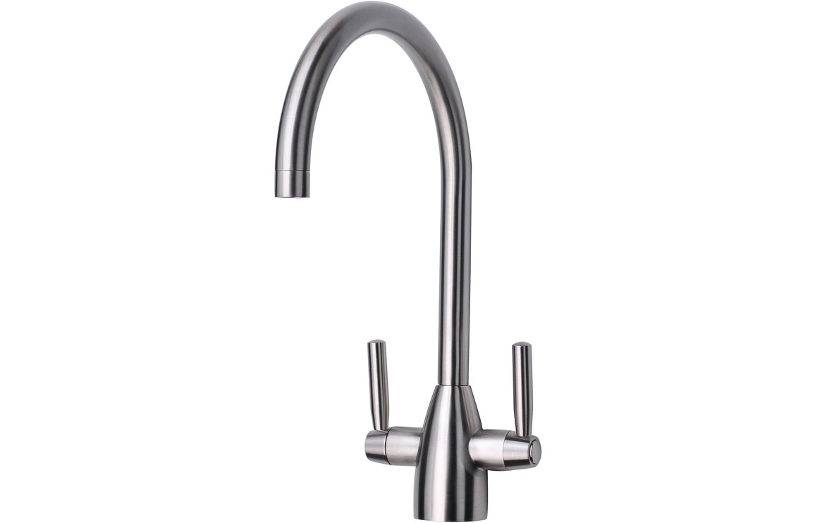 Prima Chelsea Dual Lever Kitchen Mixer Tap - Brushed Steel