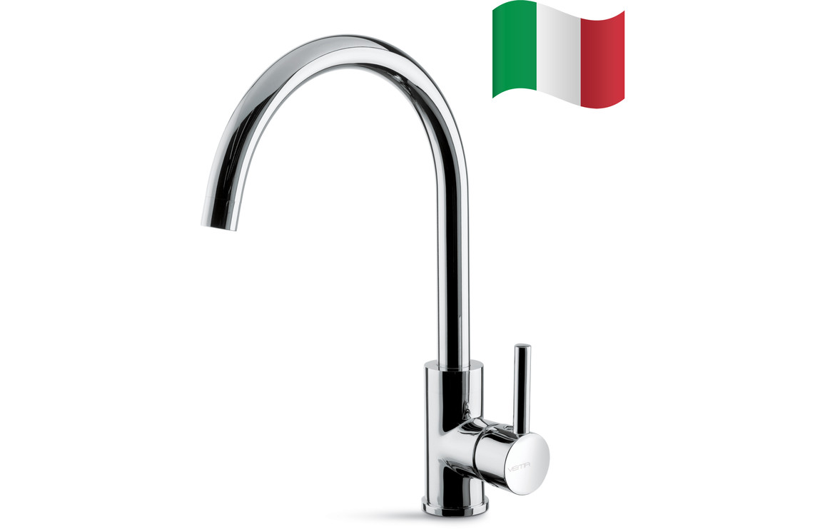 Prima+ Riace Single Lever Round Kitchen Mixer Tap - Chrome