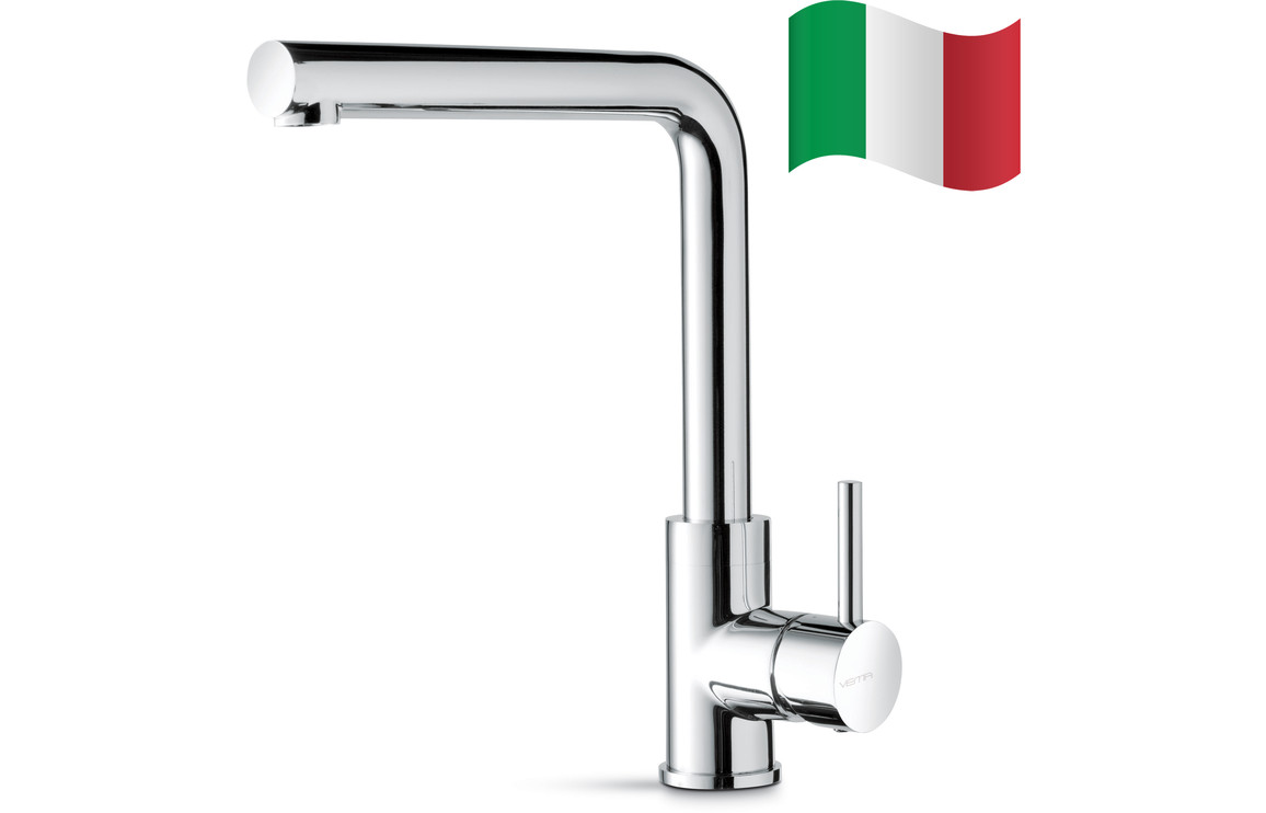 Prima+ Riace Single Lever L-Shaped Kitchen Mixer Tap - Chrome