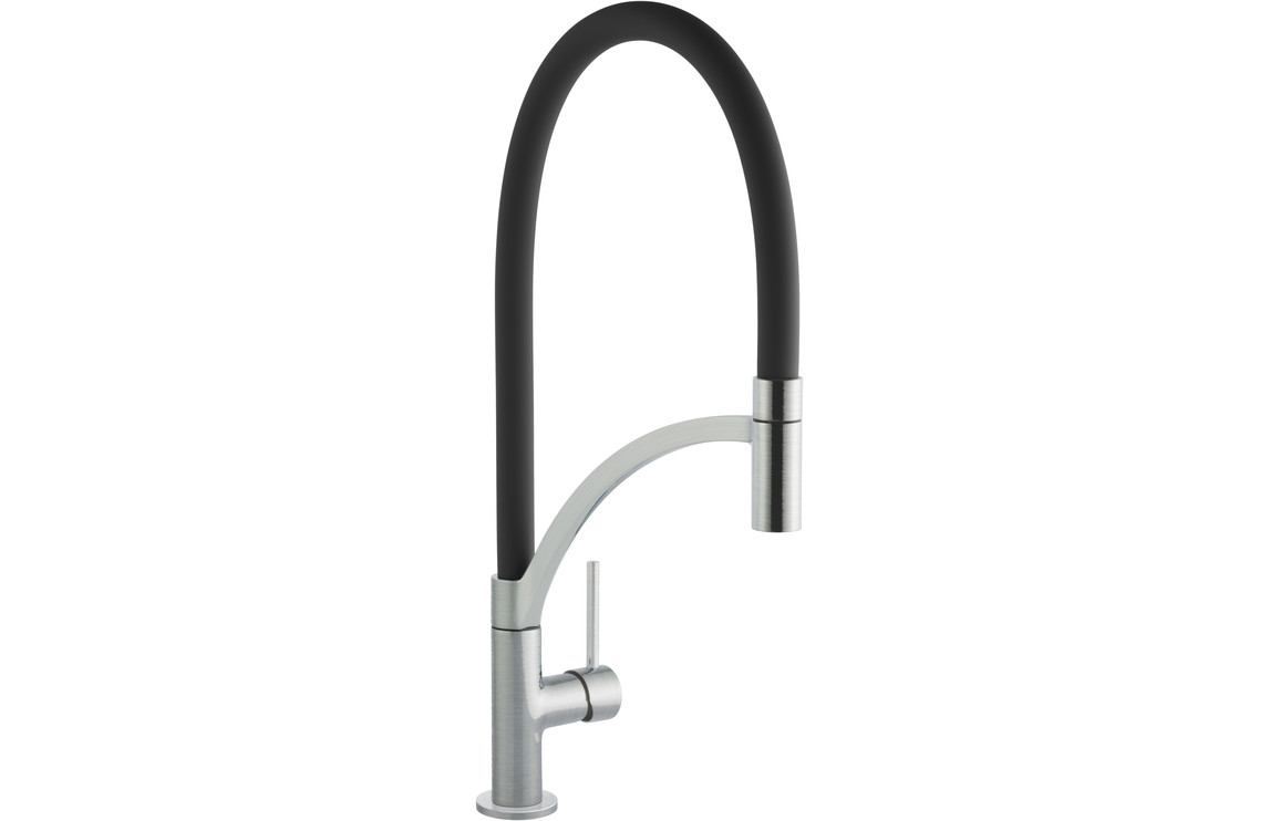 Prima+ Swan Neck Single Lever Kitchen Mixer Tap w/Pull Out - Black
