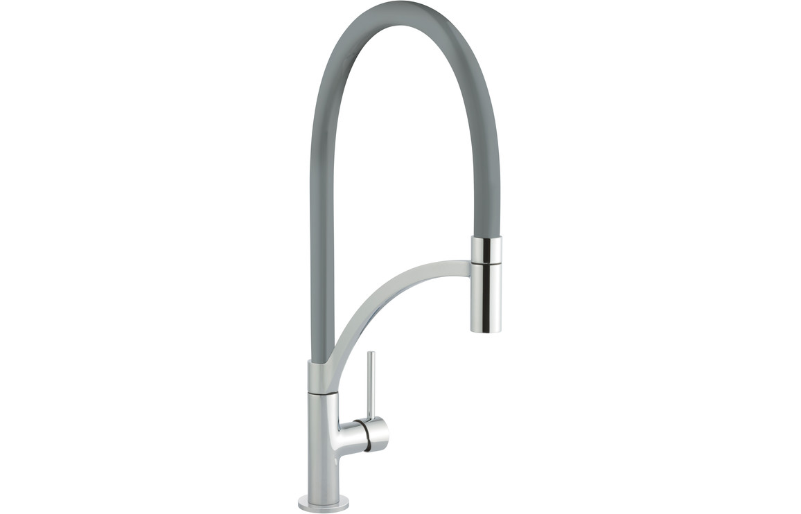 Prima+ Swan Neck Single Lever Kitchen Mixer Tap w/Pull Out - Gun Metal