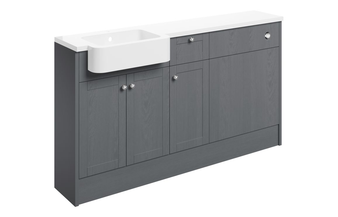 Serrano 1542mm Basin  WC & 1 Drawer  1 Door Unit Pack (LH) - Grey Ash