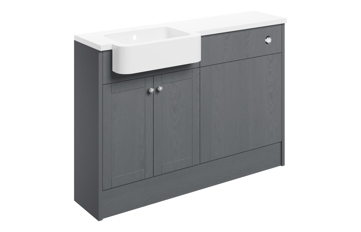 Serrano 1242mm Basin & WC Unit Pack (LH) - Grey Ash