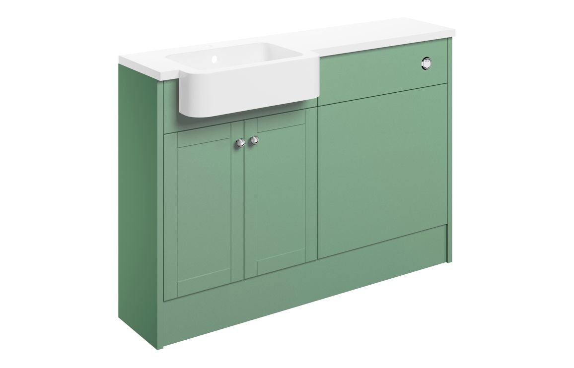 Serrano 1242mm Basin & WC Unit Pack (LH) - Matt Sage Green