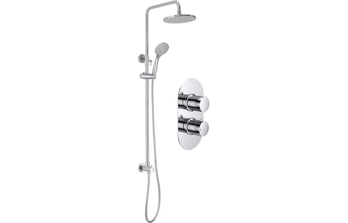 Tongass Shower Pack Two - Two Outlet Twin Shower Valve with Riser & Overhead Kit