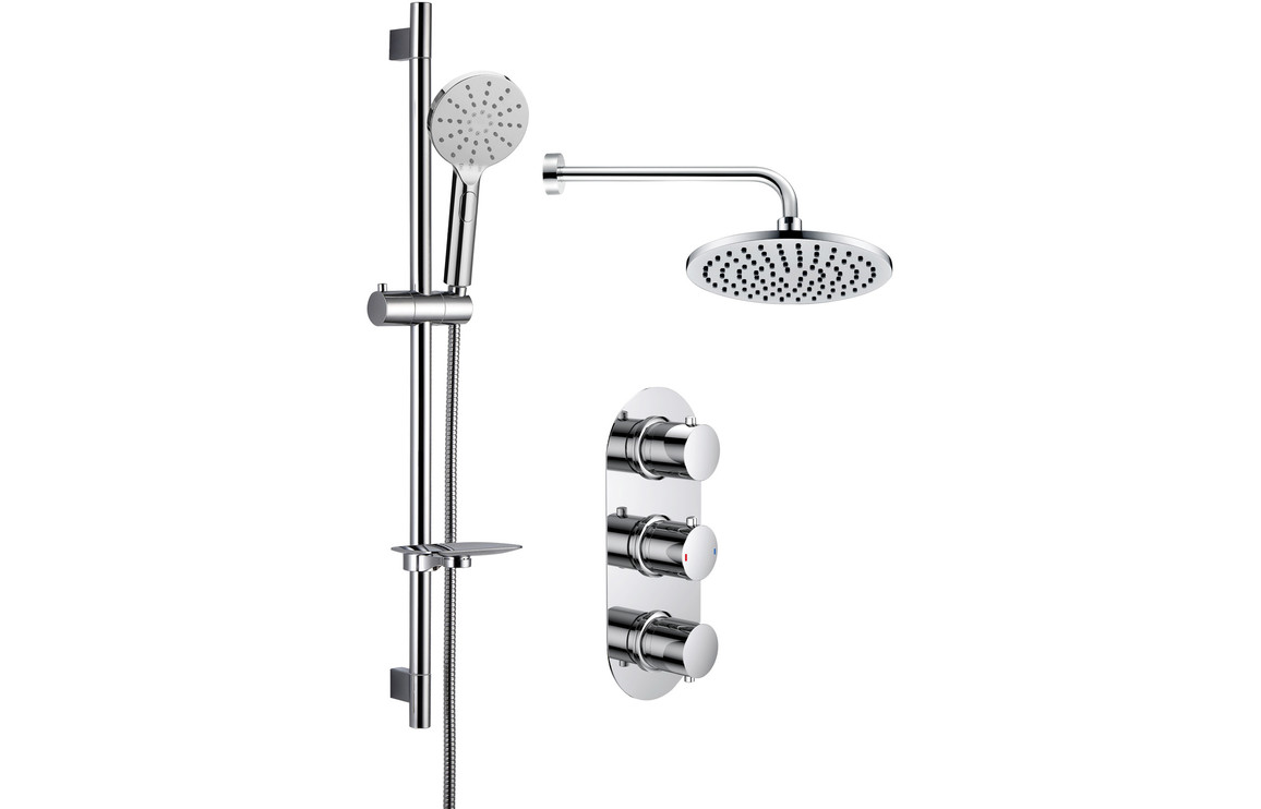Tongass Shower Pack Four - Two Outlet Triple Shower Valve with Riser & Overhead Kit