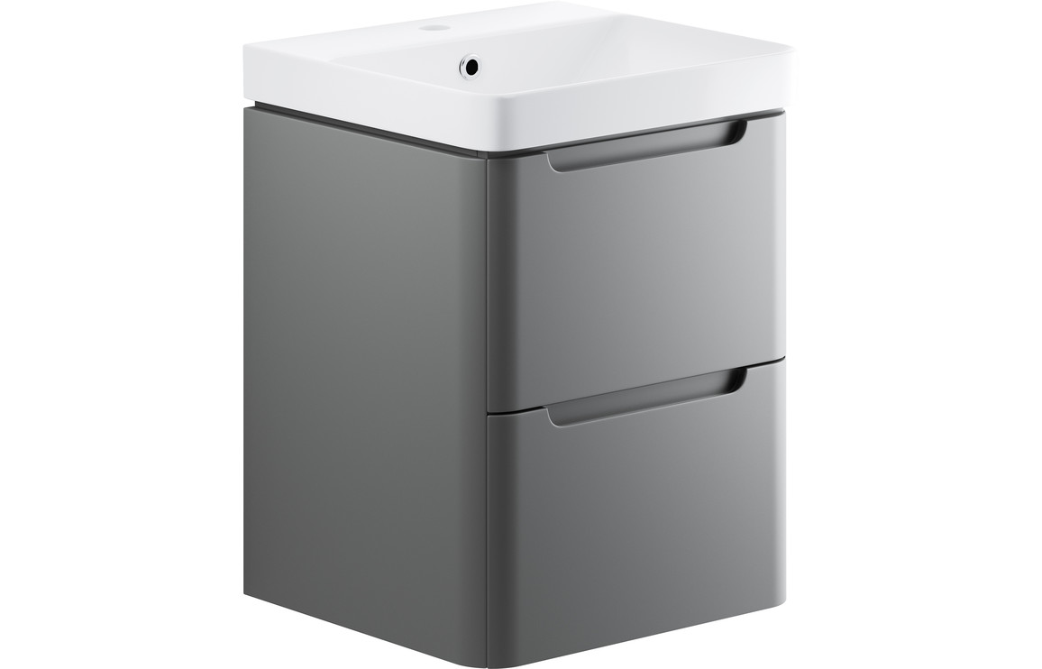 Fosse 500mm 2 Drawer Wall Hung Cloakroom Basin Unit - Matt Grey