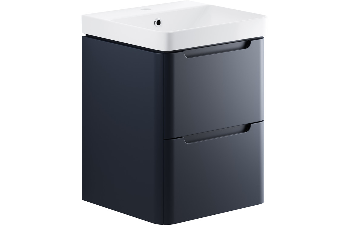 Fosse 500mm 2 Drawer Wall Hung Cloakroom Basin Unit - Matt Indigo