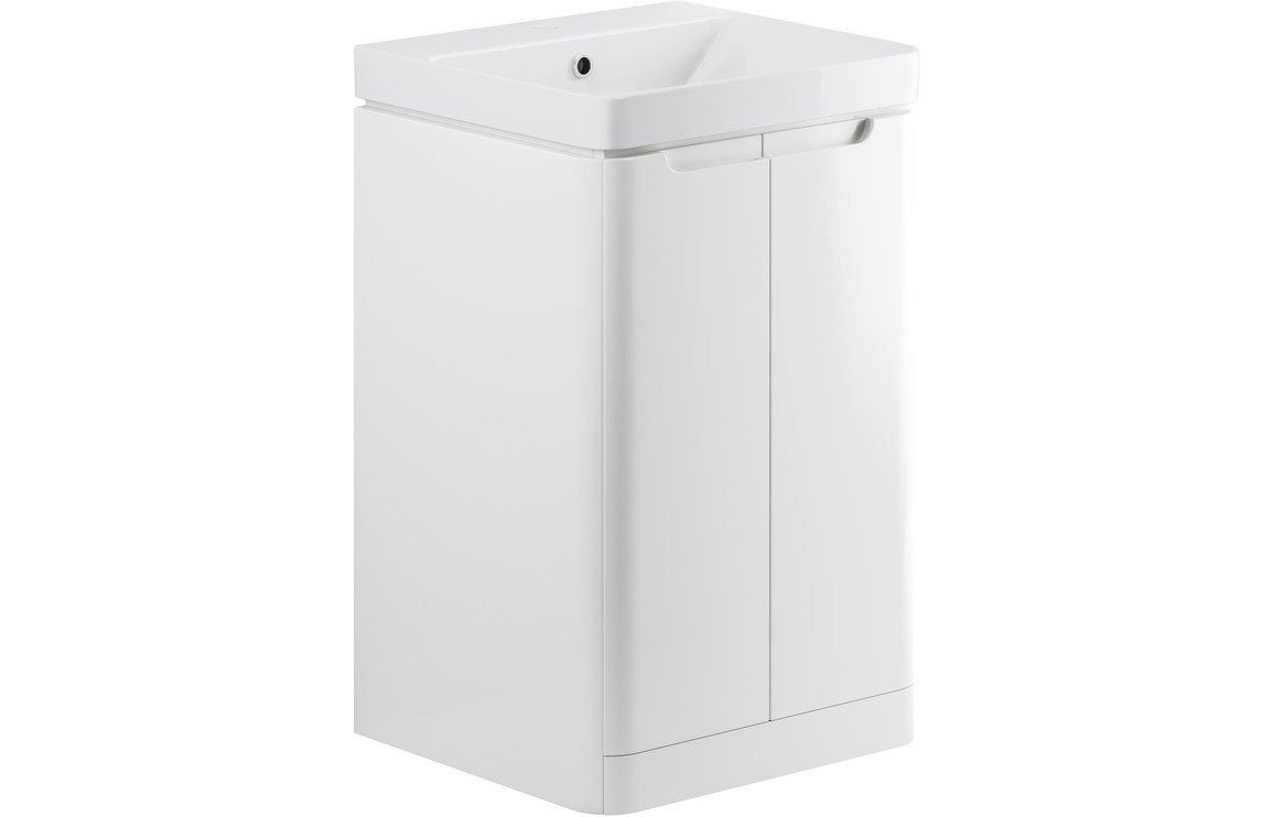 Fosse 500mm 2 Door Floor Standing Cloakroom Basin Unit - White 