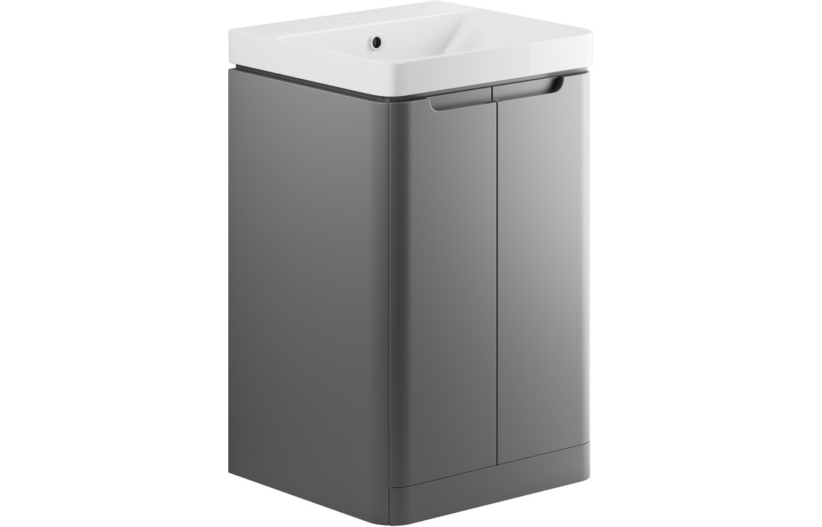 Fosse 500mm 2 Door Floor Standing Cloakroom Basin Unit -  Grey