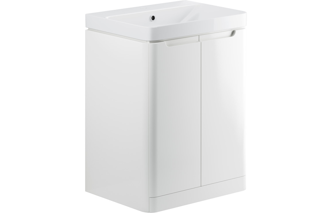 Fosse 600mm 2 Door Floor Standing Basin Unit - White 