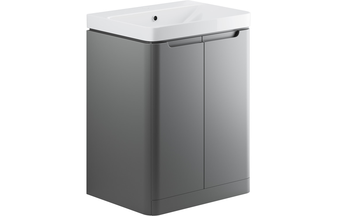 Fosse 600mm 2 Door Floor Standing Basin Unit -  Grey