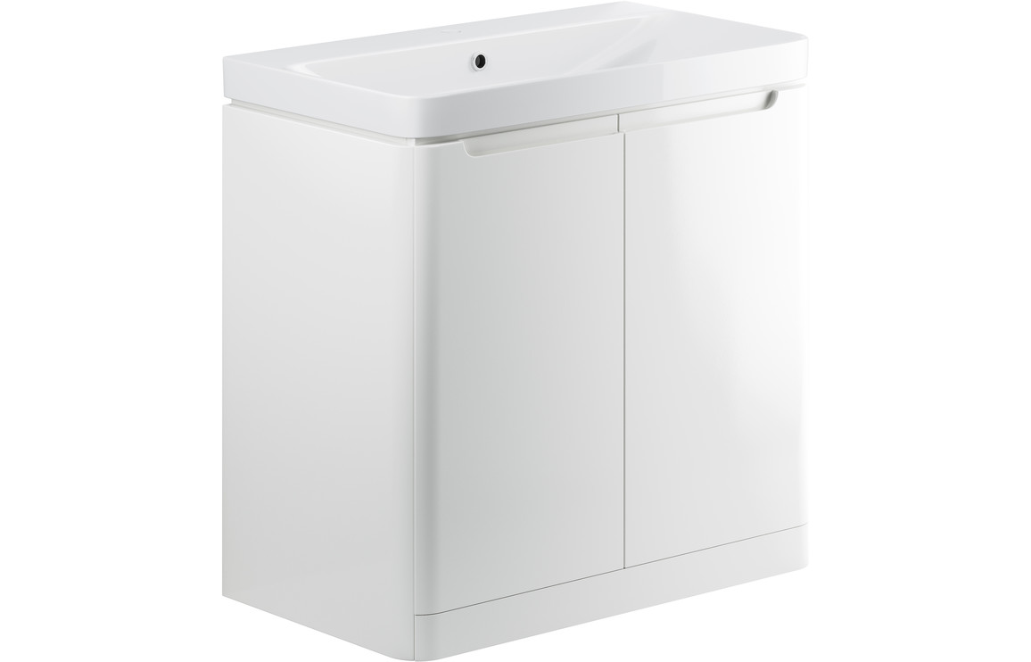 Fosse 800mm 2 Door Floor Standing Basin Unit - White 