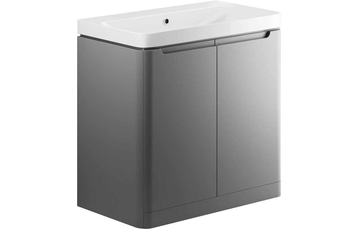 Fosse 800mm 2 Door Floor Standing Basin Unit -  Grey