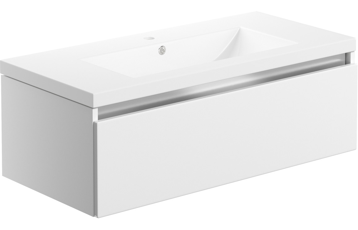 Candela 815mm 1 Drawer Wall Hung Basin Unit Inc. Basin - White Gloss