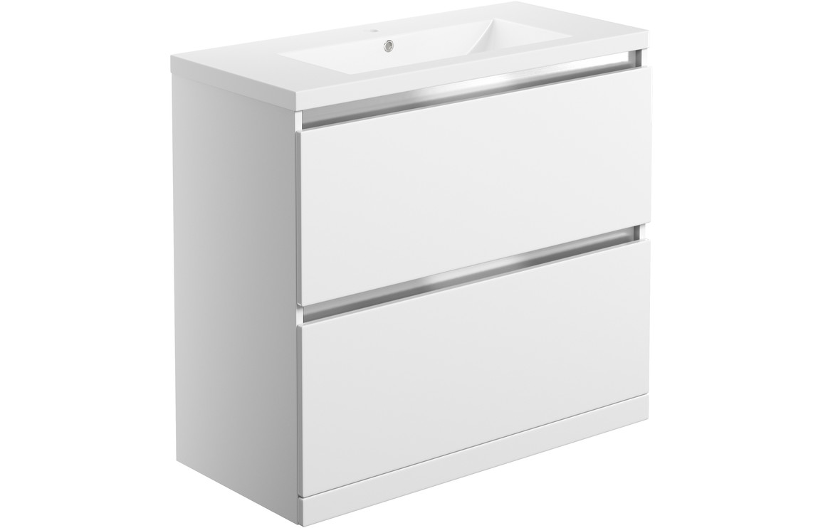 Candela 815mm 2 Drawer Floor Standing Basin Unit Inc. Basin - White