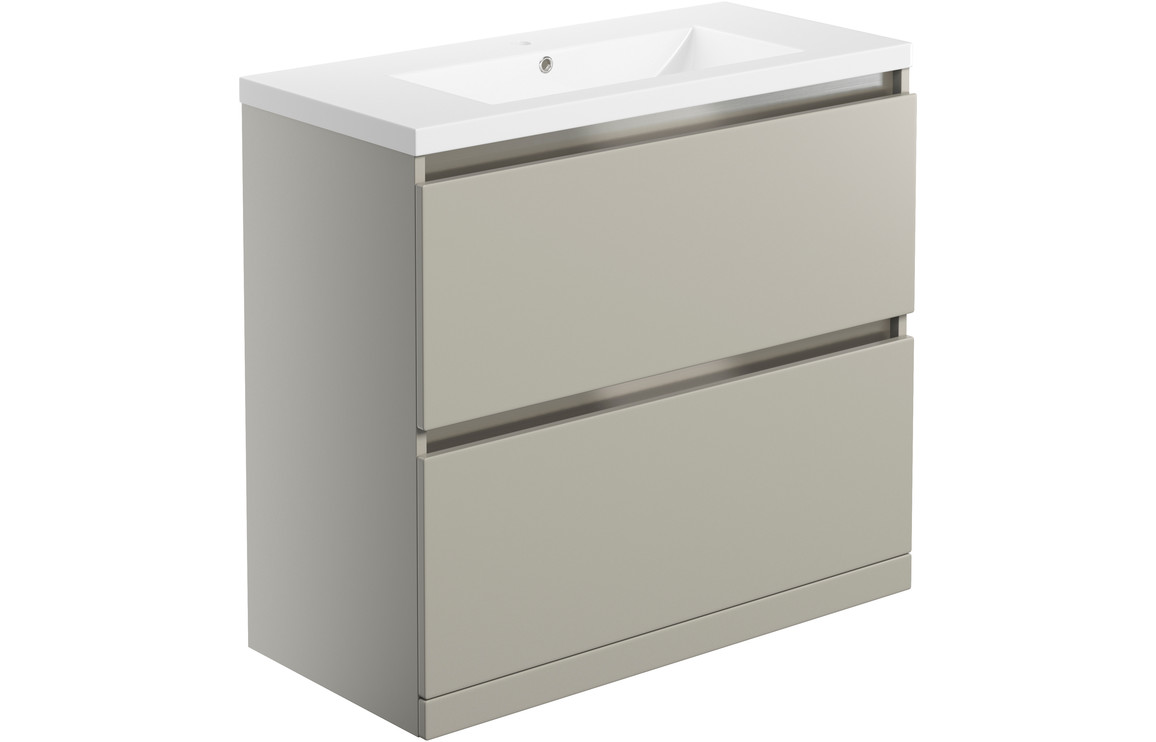 Candela 815mm 2 Drawer Floor Standing Basin Unit Inc. Basin - Latte