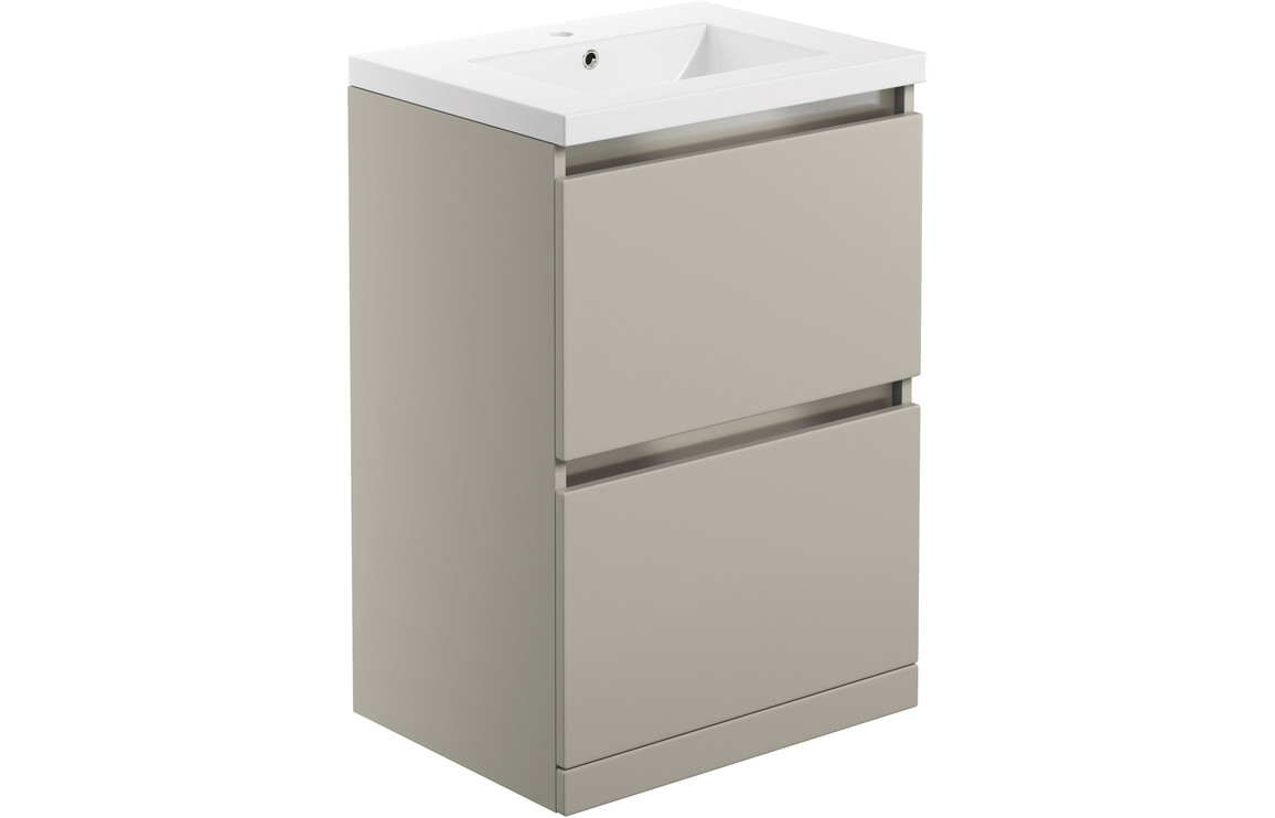 Candela 615mm 2 Drawer Floor Standing Basin Unit Inc. Basin - Latte