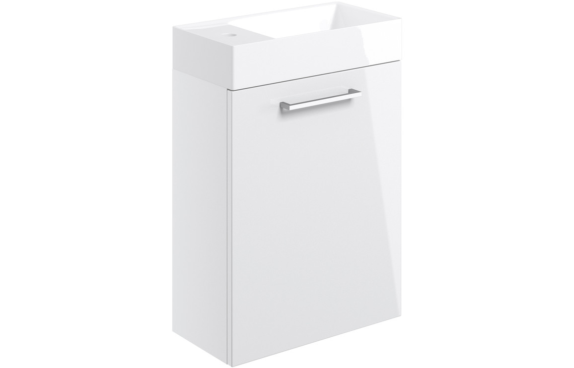 Viola 410mm Wall Hung 1 Door Basin Unit & Basin - White Gloss