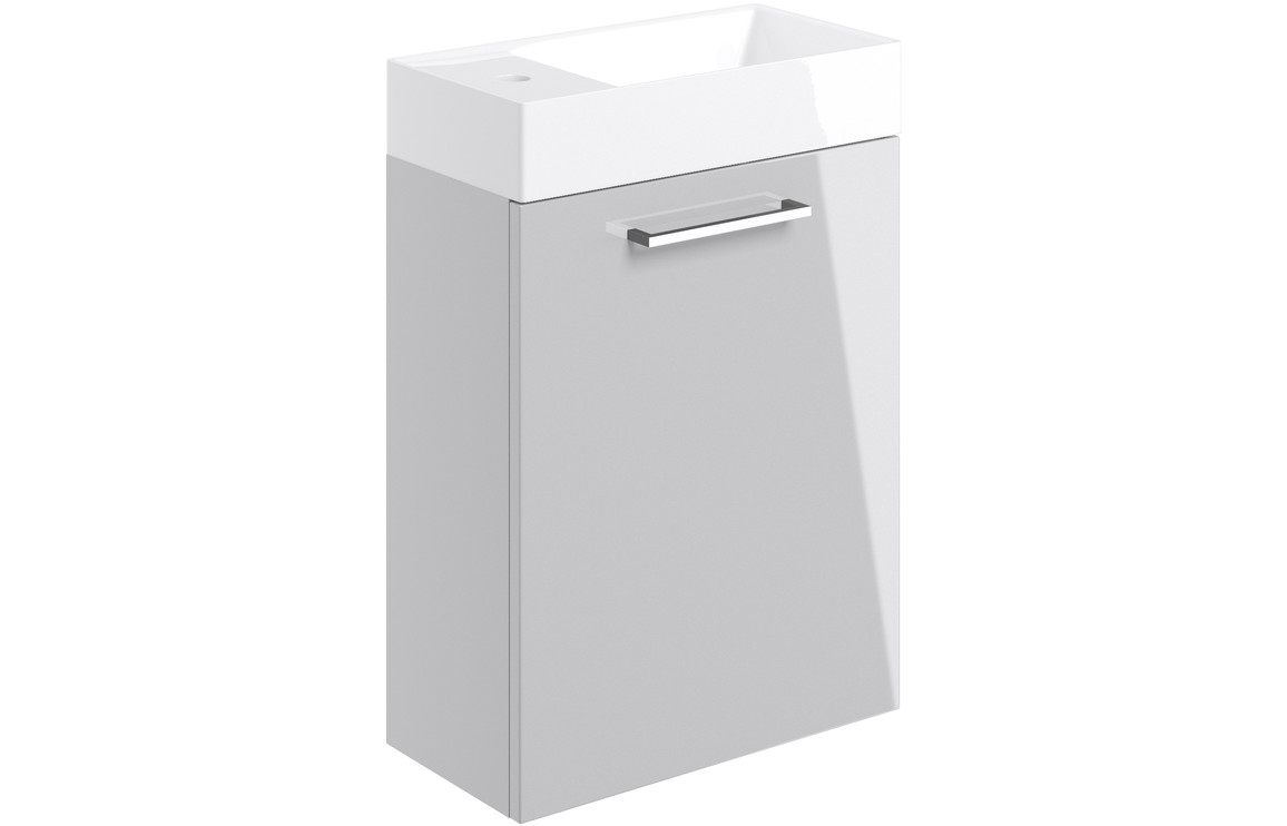 Viola 410mm Wall Hung 1 Door Basin Unit & Basin - Grey Gloss