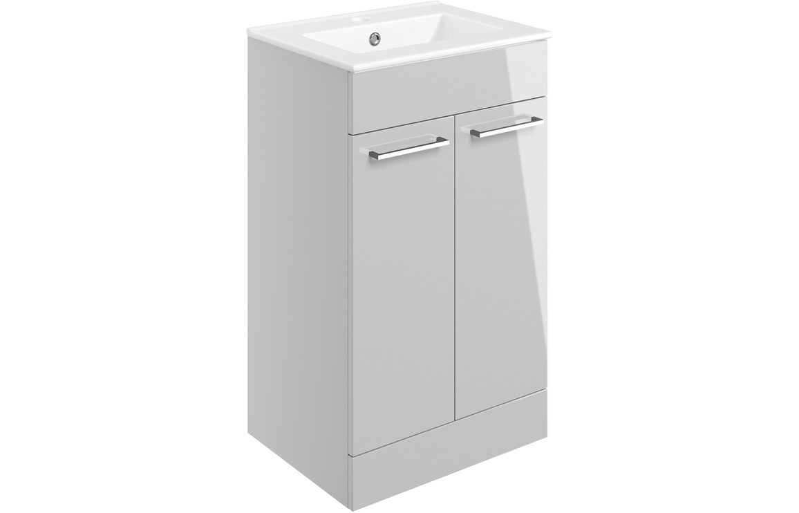 Viola 510mm Floor Standing 2 Door Basin Unit & Basin - Grey