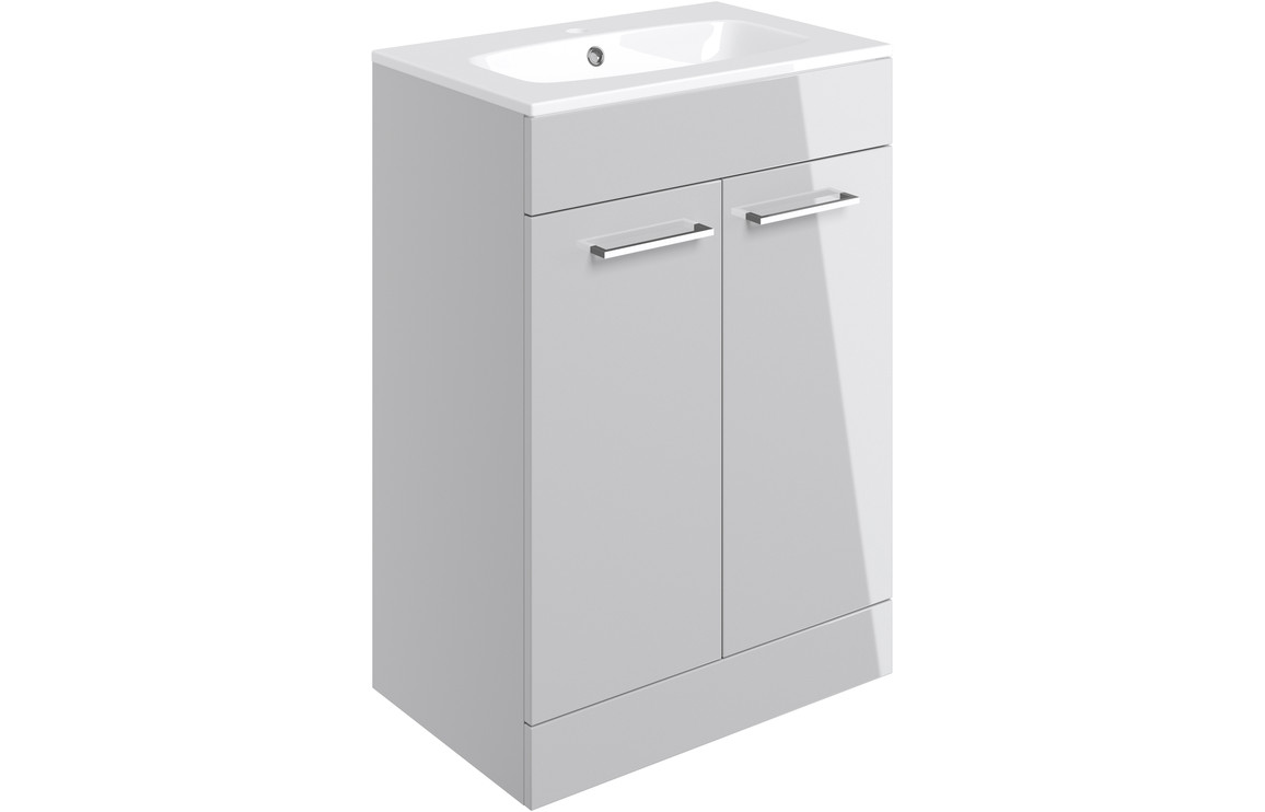 Viola 610mm Floor Standing 2 Door Basin Unit & Basin - Grey